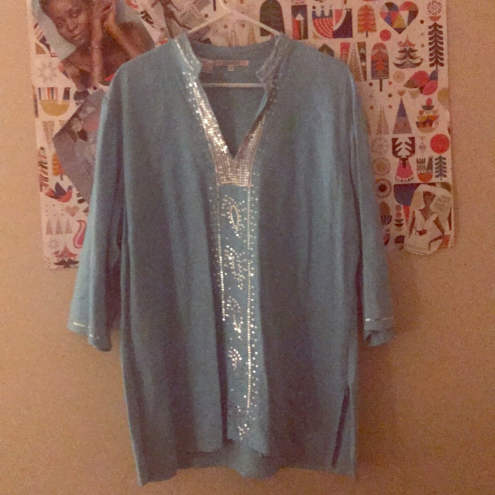 Neat sky blue plaid shirt